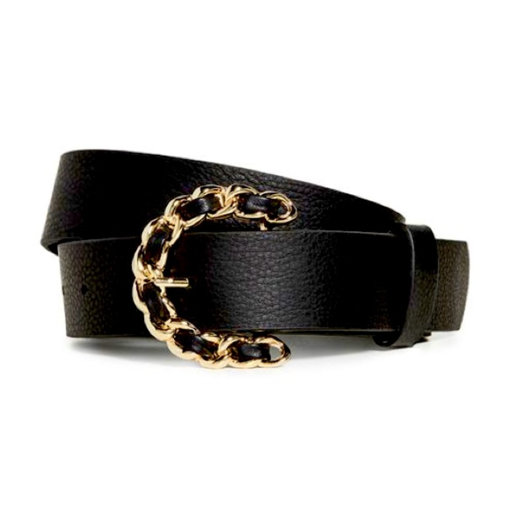 COPY - Black & gold belt never worn with tag in original packaging.